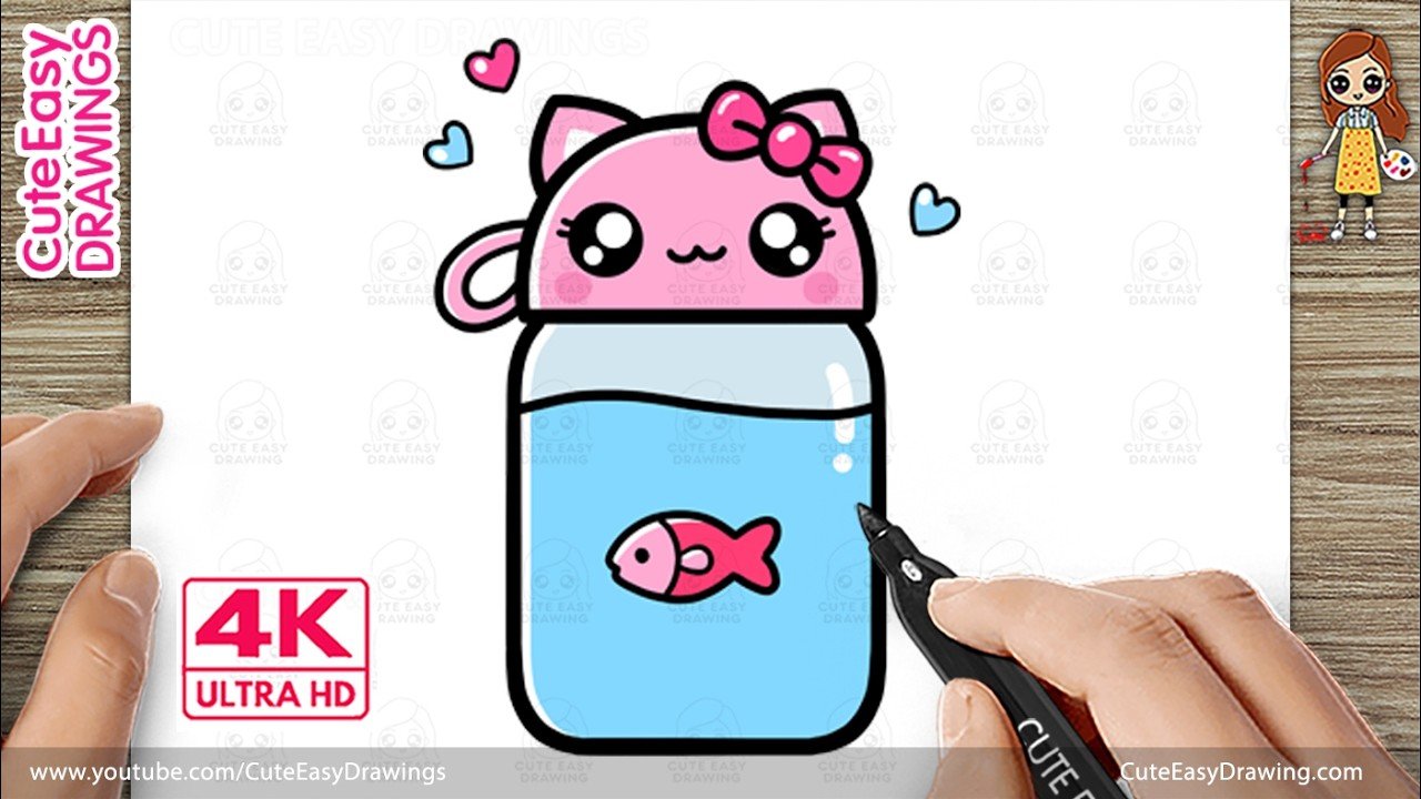 How to Draw a Cute Kitty Water Bottle